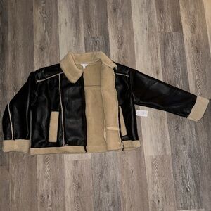 NWT Black and Tan Faux Leather Jacket